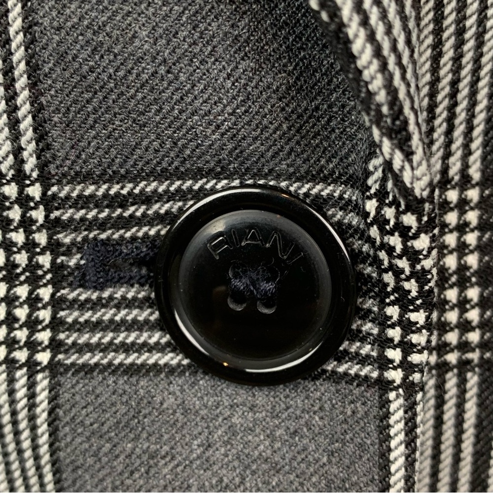 Riani Blazer Sz 8 Wool Blend 2 Buttons Black White Houndstooth Checkered Elegant - Picture 2 of 16